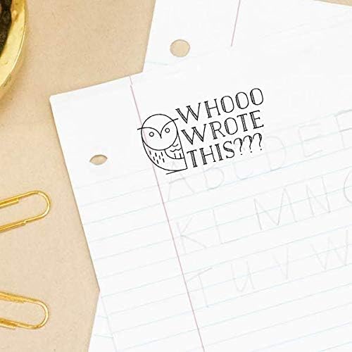 Custom Self-Inking Teacher Stamps | 49 Designs | Fun Phrases | Grading Made Easy | Classroom and Library Book Stamps (Whooo Wrote This?, Xtra Wide)