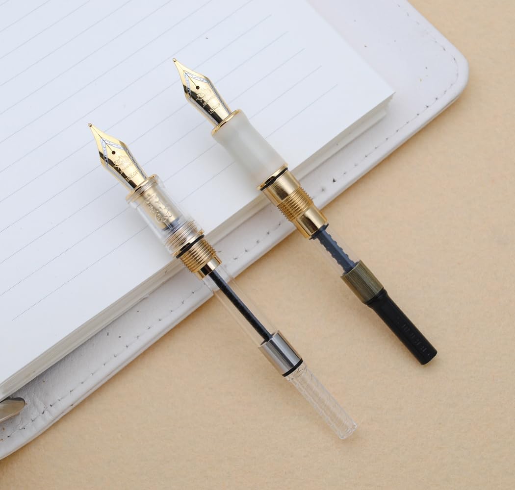 JINHAO 100 Fountain Pen with Ink Converter (Medium Nib 0.7mm, Transparent)