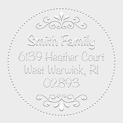 Custom Monogram Address Embosser - Personalized Round Seal with 50 Gold Seal Labels - Style EM027