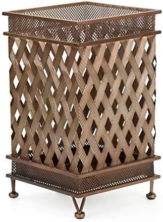 Dualplex Super Quality Umbrella Stand, Umbrella Holder, Antique Look Metal, Entry Hallway Décor, w/Removable Drip Tray. Home, Office Decoration Rack Holds Umbrellas Canes Walking Sticks (Square)