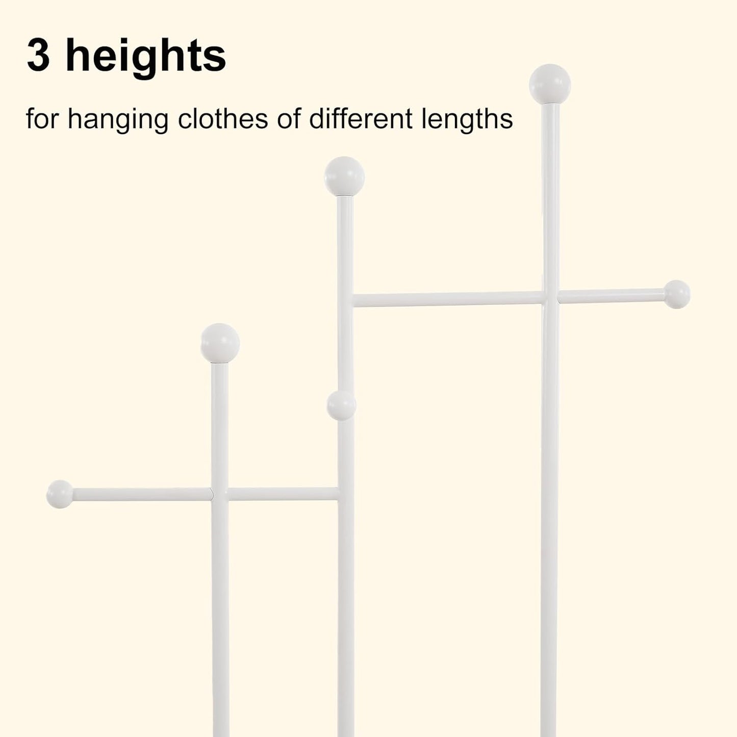 Freestanding Coat Rack with Marble Base Heavy Duty Clothes Rack Metal Coat Tree Stand Hat Rack for Corner Bedroom Entryway Living Room Hotel 19.69 x 11.02 x 68.9 Inches (White)