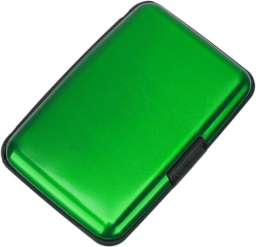 ELFISH Mini RFID Aluminum Wallet Credit Cards Holder Business Card Case Metal ID Case for Men Women (Green)