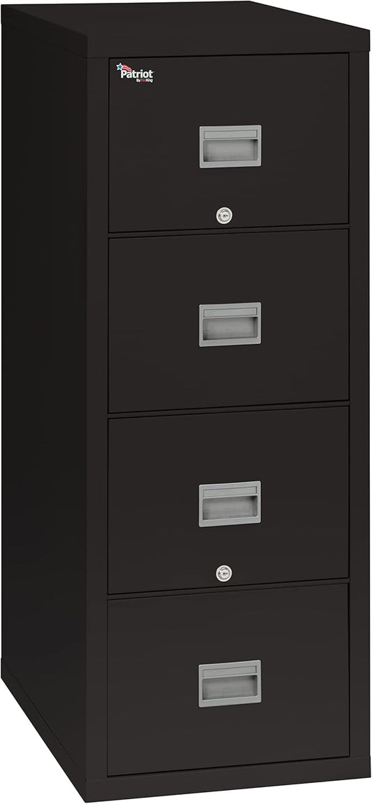 FireKing Patriot Vertical 4 Drawer Legal & Letter Fire Safe File Cabinet, Key Lock, 1 Hour Fire Rated UL Rated & Water Resistant, USA Made, Black