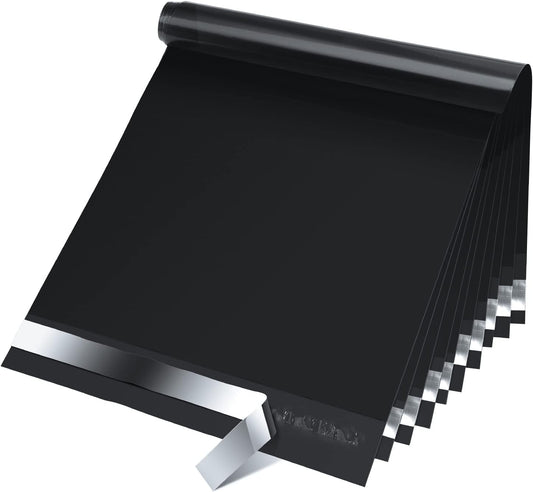 Fuxury Poly Mailers 10x13 Inch 50 Pcs, Waterproof Shipping Bags for Clothing, Strong Adhesive Shipping Envelopes for Small Business Suppliers, Self Seal Mailers Poly Bags Mailing Envelopes Black