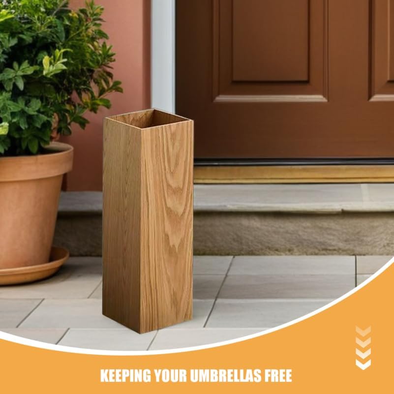 DOITOOL Wooden Umbrella Stand Holder for Entryway Umbrella Storage Rack Freestanding Bucket Organizer for Home Office and Hotel Use for Rain and Folding Umbrellas