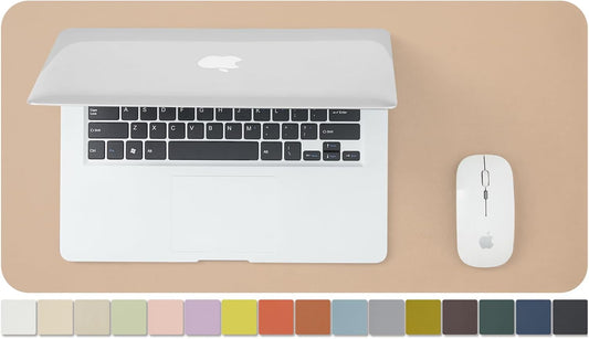 Compact Leather Desk Mat - Small Non-Slip PU Desk Pad for Office and Home - Desk Organization and Accessories - Ideal for Large Mouse Pad and Small Desk Mats on Top of Desks (Apricot,23.6"x 11.8")