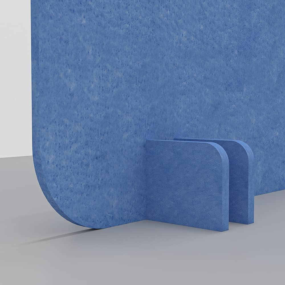 Freestanding Acoustic Desk Divider with Mount | Eco-Friendly Privacy Screen Panel | Noise Reducing Desk Partition | Tackboard Option & Easy to Install | Made from Recycled Plastic | Blue - 18" X 47"