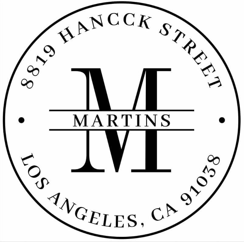 Generic Custom Address Stamp, Self Inking Stamp OR Embosser, Choose from 18 Simple but Classic, Elegant, Stylish Designs & 15 Ink Color Choices, Black
