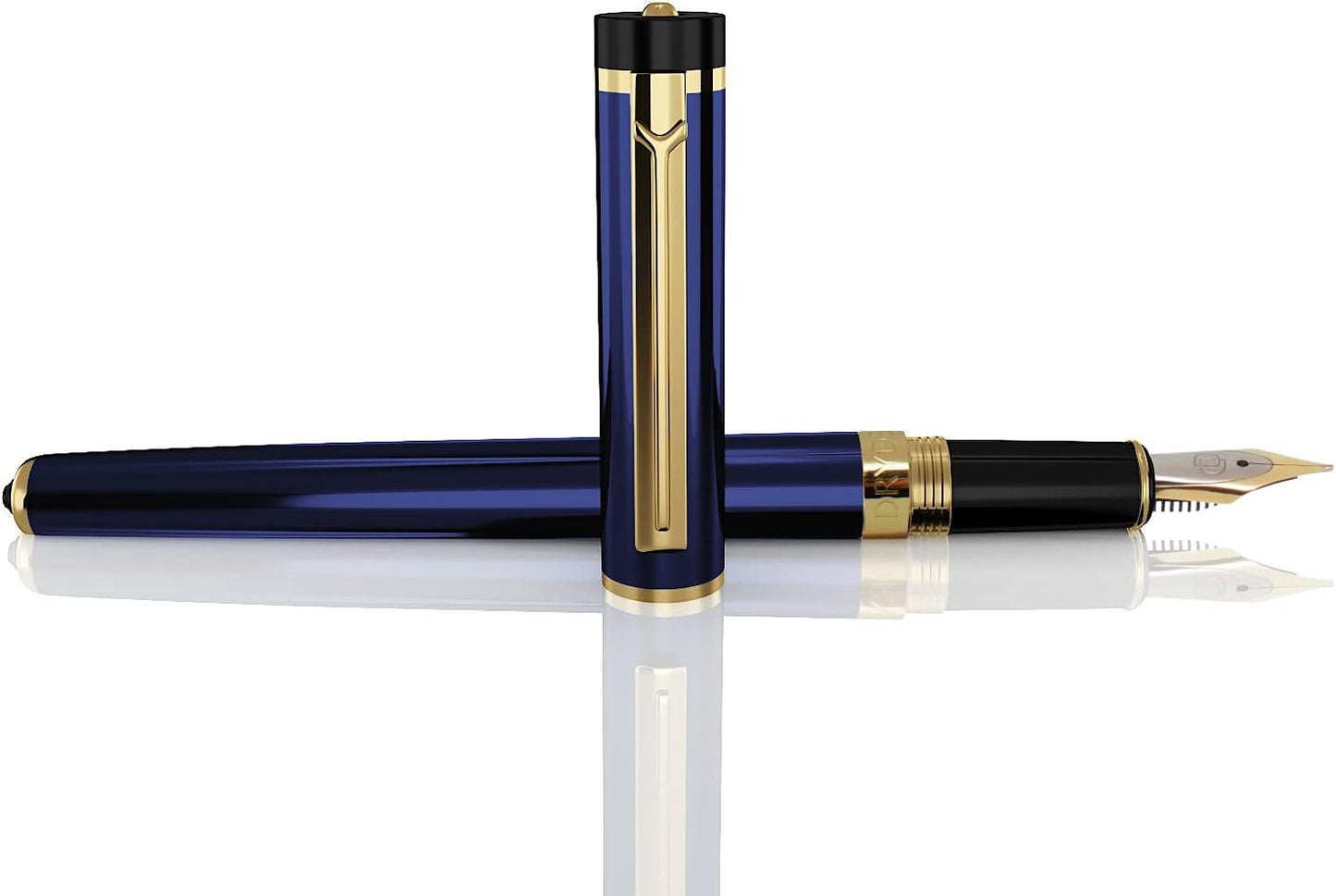 Dryden Designs Fountain Pen Medium Nib Gift Pouch - with 24 Ink Cartridges - MCM (Deep Blue)