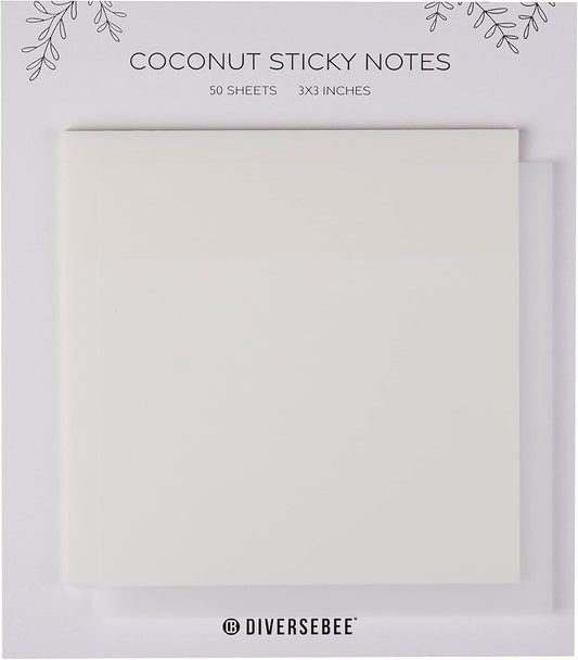 DiverseBee 50 Sheets Pastel Transparent Sticky Notes, 3x3” Clear Sticky Tabs, Translucent Page Flags Book Markers Stickers, Planner Accessories, Bible Journaling Study Office School Supplies (Coconut)