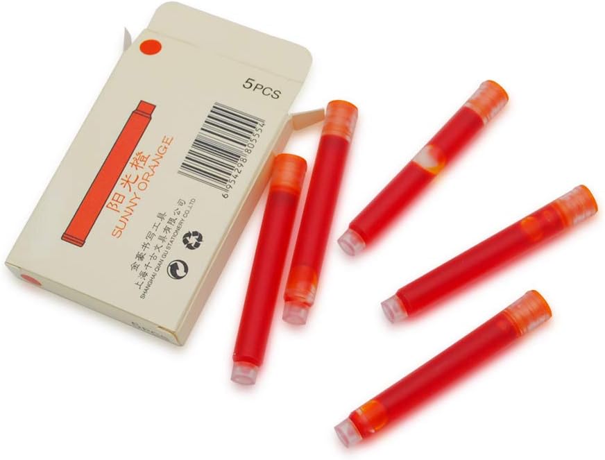 30pcs JINHAO Ink Cartridges Fountain Pen Refills for JINHAO and Baoer Pen Standard Size (Sunny Orange)