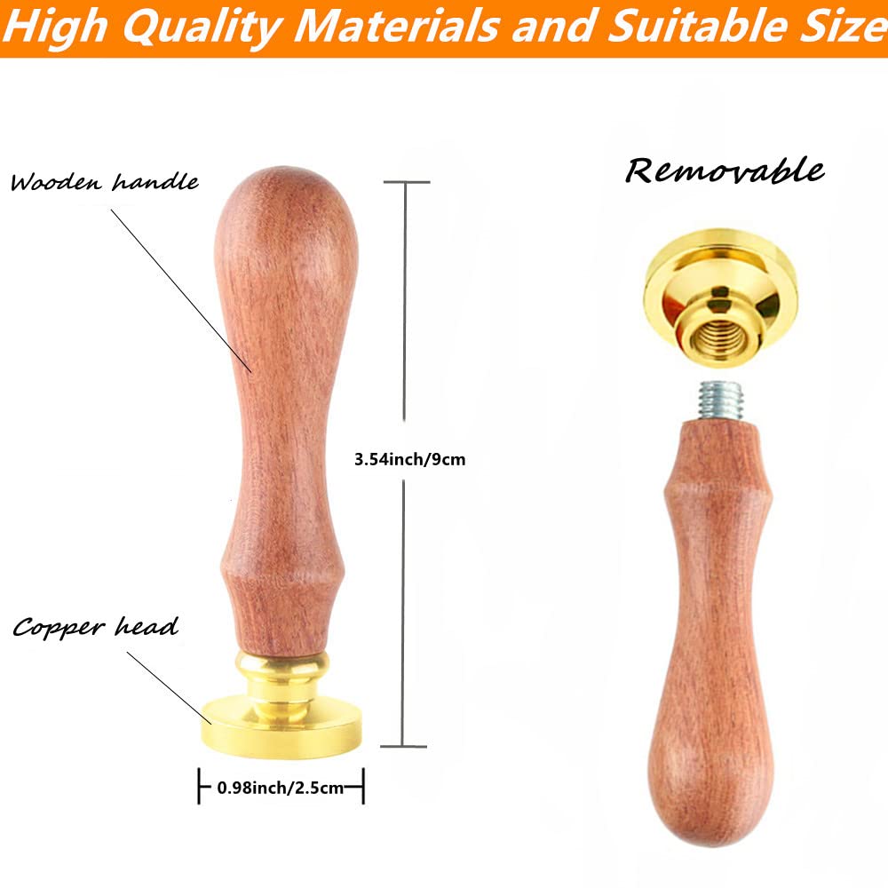 Flower Wax Seal Stamp Set with 4 PCS Removable Brass Heads and 1 Wooden Handle - Sunflower, Lotus Sealing Wax Stamp for Cards Invitations