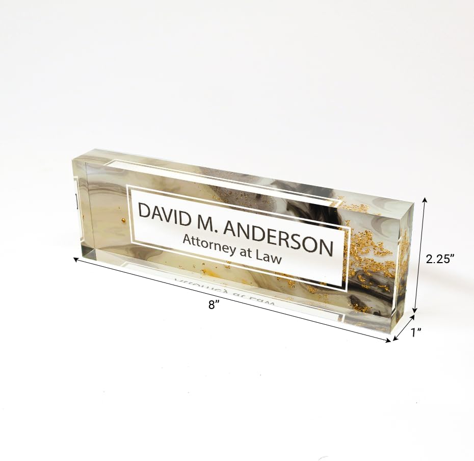 Desk Name Plate | Custom Office Decor Nameplate Sign | Personalized Gift | Gold Marble | Women Decor | ARTSWAVE