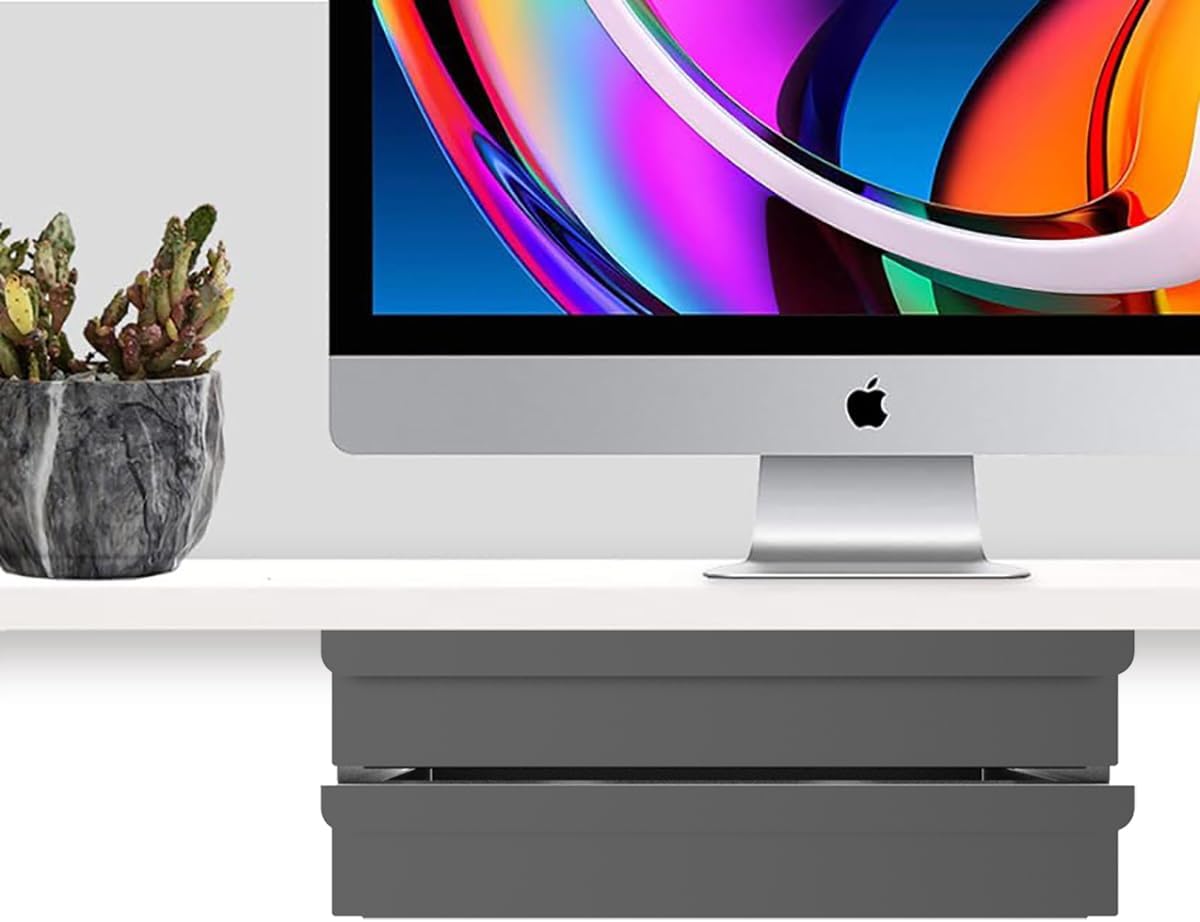 Dual Tier Under Desk Mounted Sliding Pull-out Drawer, 2 Layers W 15.3" x D 9.8" x H 5.1" Storage Organizer for Sit Stand Workstation, Metal, Black (2TierMedium)