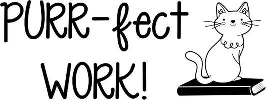 Custom Self-Inking Stamps | 49 Designs | Fun Phrases | Make Grading Easy | Classroom & Library Book Stamps (Purr-FECT Work! Xtra Wide)