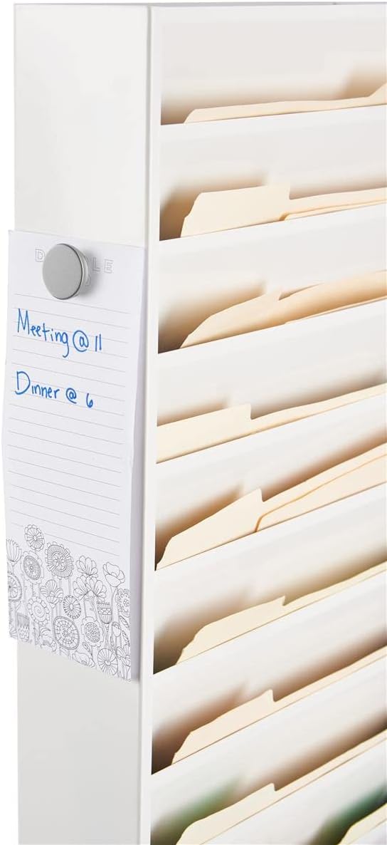 Displays2go File Holder Wall Mount, 11 Tiers, Letter Size, Magnet Receptive Steel - White (JMFF11WHT)