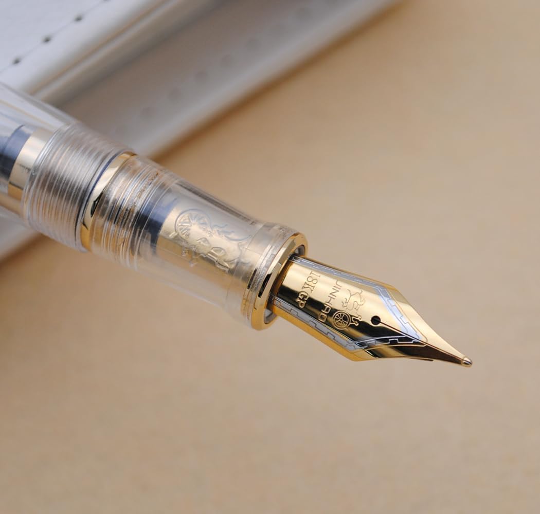 JINHAO 100 Fountain Pen with Ink Converter (Medium Nib 0.7mm, Transparent)