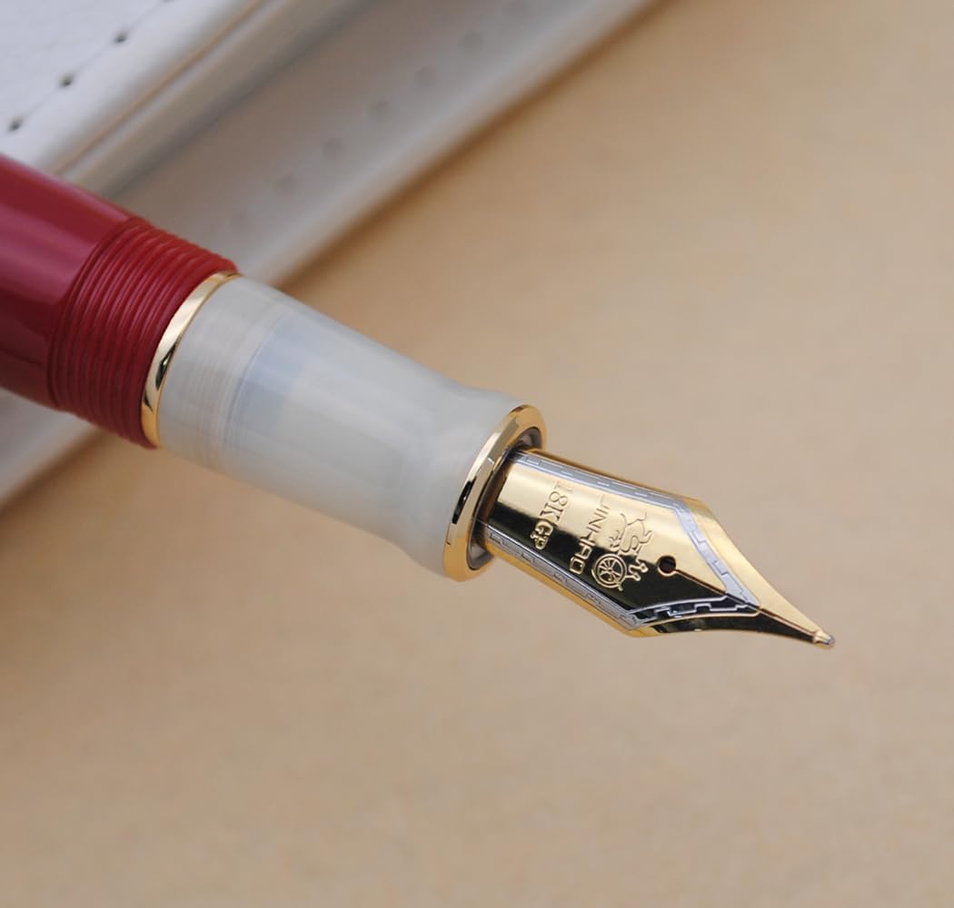 JINHAO 100 Fountain Pen with Ink Converter (Medium Nib 0.7mm, Palace Museum Red)