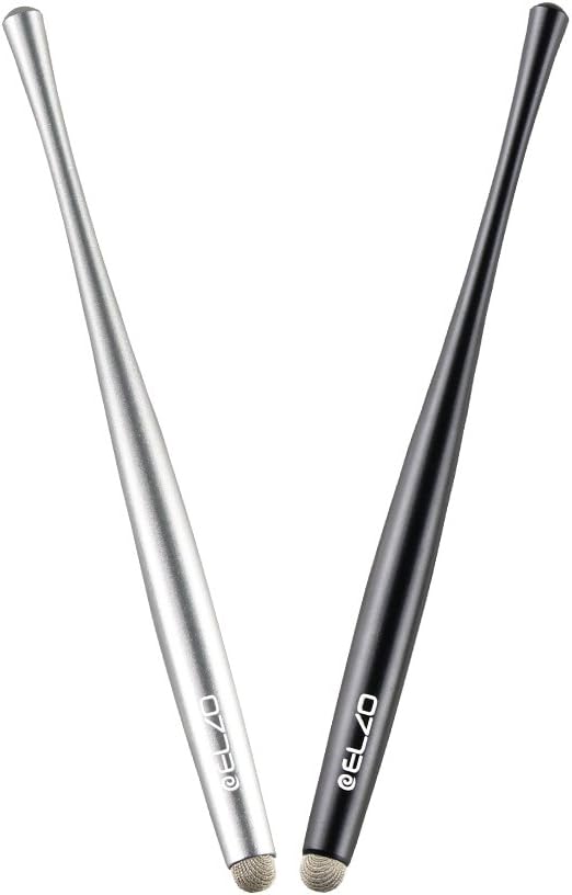 Elzo Stylus Pen Combo Universal Capacitive Touch Screen 2 Packs with 4 Replacement Fiber Fine Tips for Tablet iPad, iPhone, Samsung, Microsoft Surface Pro, HTC, Sony and More Android Phones