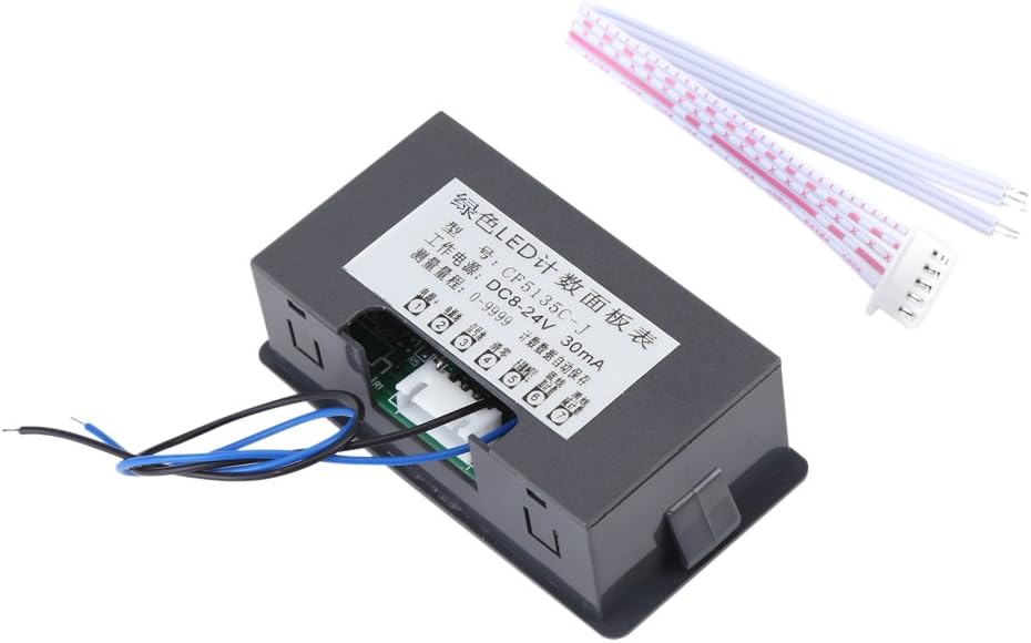 DC 8-24V Digit Counter, 4 Digit LED Digital Display 0-9999 Up/Down Plus/Minus Panel Counter Meter with Cable (Red)