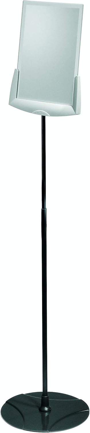 Durable SHERPA Acrylic Infobase Sign Stand - Metal Floor Stand - 40" to 60" Inch from Floor - Gray