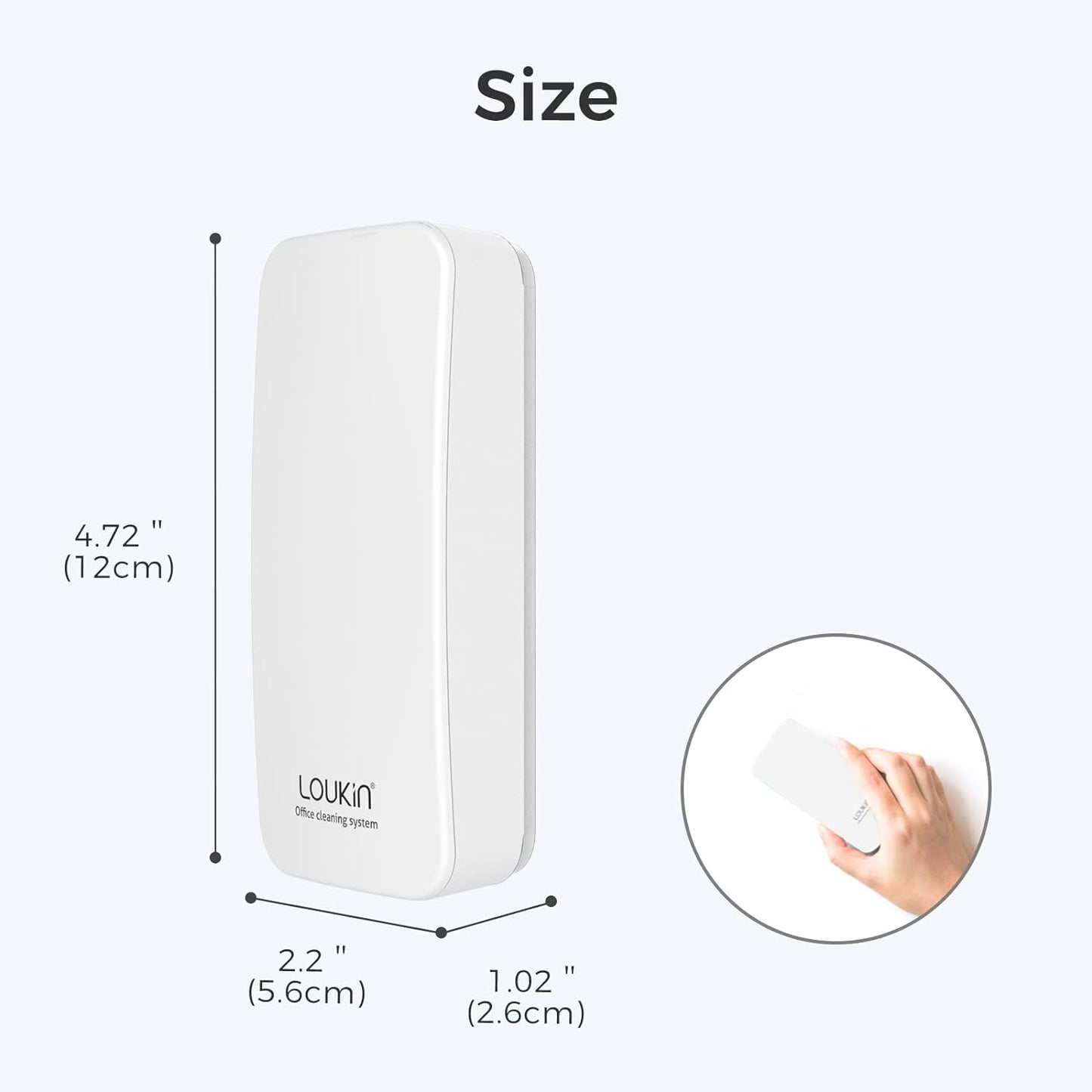 loukin Magnetic Dry Erase Eraser, Whiteboard Eraser, Glass Board Remover, 3.4 fl oz Whiteboard Cleaner Included, for Classroom, Home and Office Use (White)