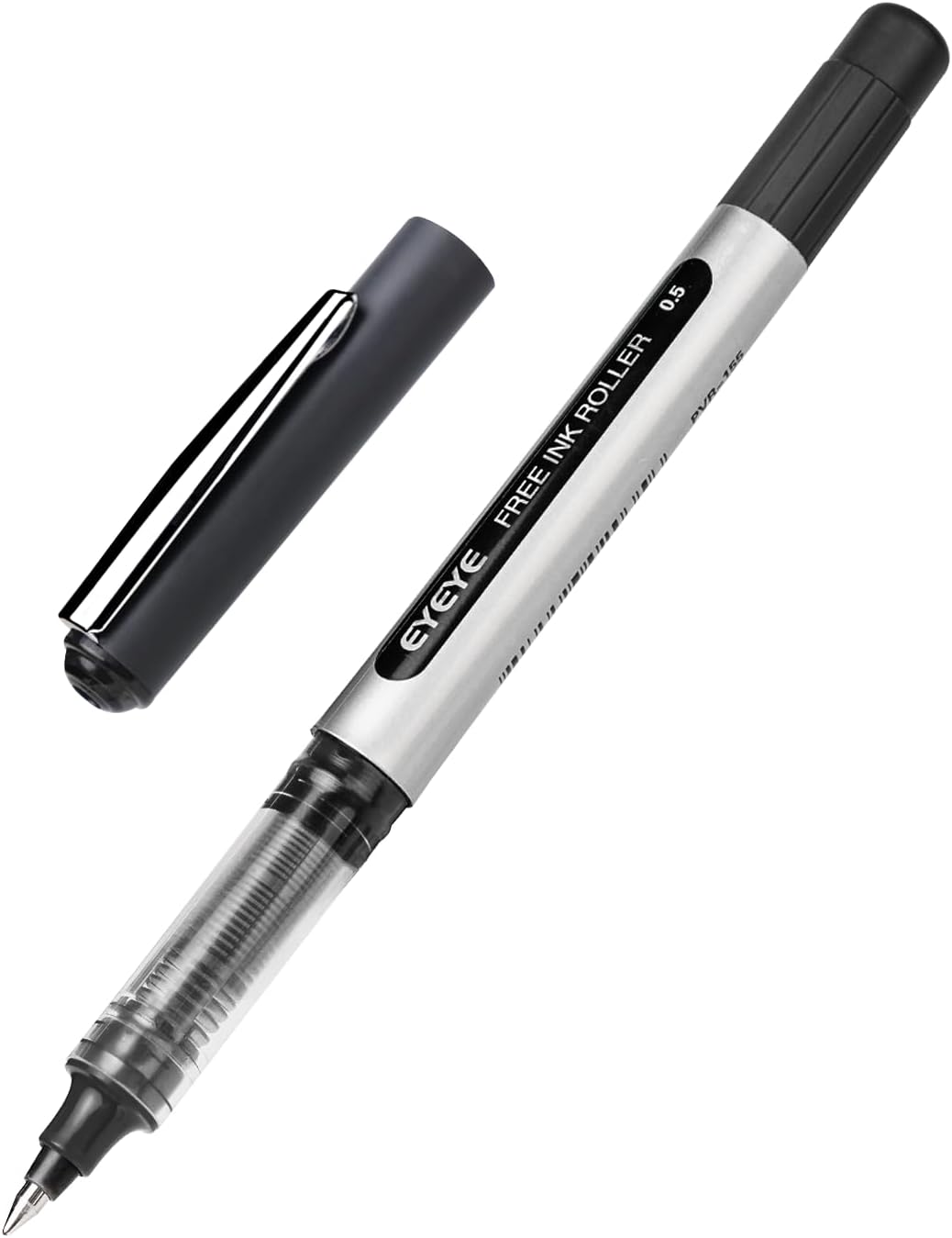 EYEYE Rollerball Pens 0.5mm Black 50 Pack, Extra Fine Point Quick Dry Liquid Ink Roller Ball Pens Fine Point Smooth Writing Pen for Journaling, Note Taking, Office, School Supplies