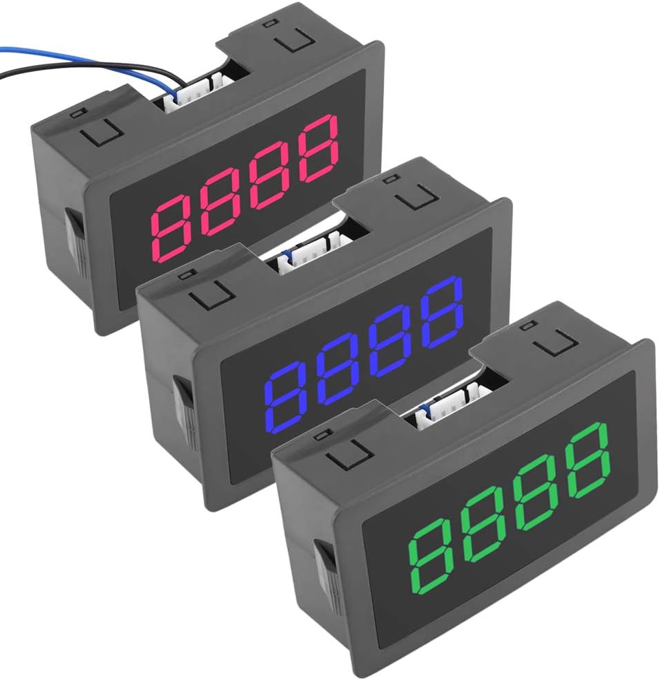 Digit Counter, DC 8-24V 4 Digit LED Digital Display 0-9999 Up/Down Plus/Minus Panel Counter Meter with Cable (Blue)