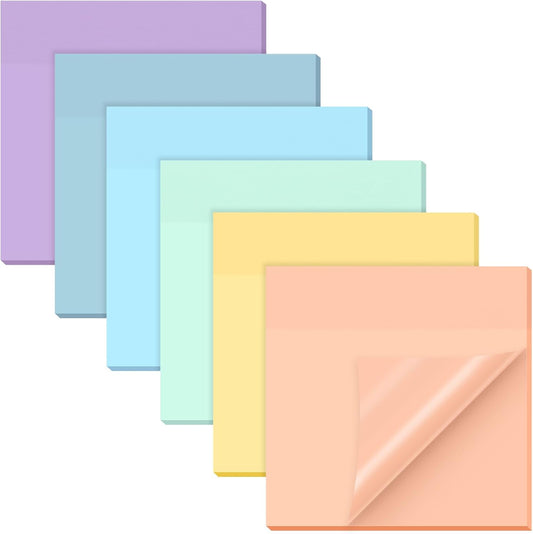 EUSOAR Clear Sticky Notes, 300 Sheets 3x3 Inch Transparent Markers Sticky Note Pads Morandi 6 Colors, See-Through Adhesive Note Memo Reminder Tabs Bible Page Flags Stickers for Book Annotation