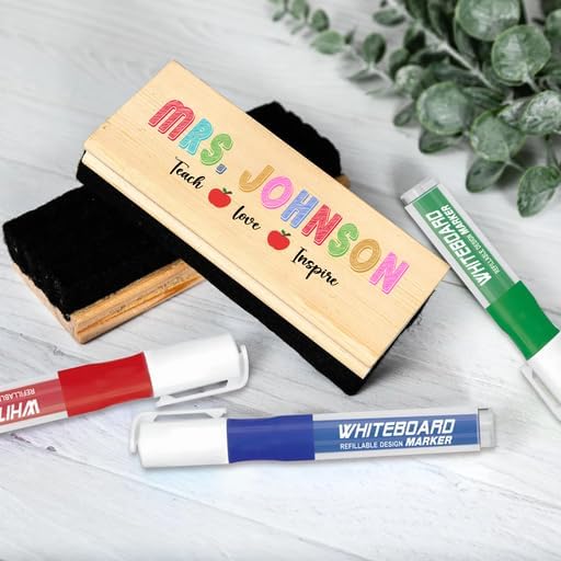 Personalized Name Chalkboard Eraser for Teachers – Dry Erase Board Cleaner –Back to School Supplies and First Day of School Gift- Custom Name