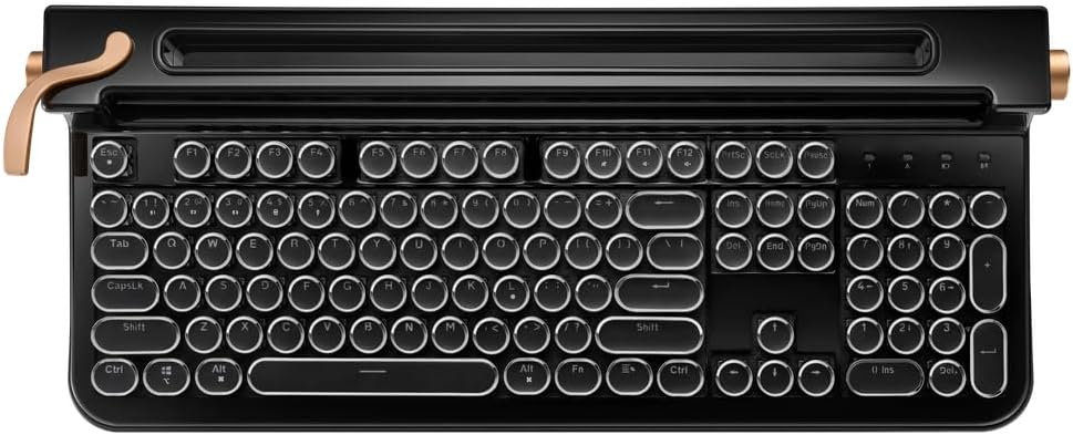 FINEDAY Keyboard 2.0 Plus, 2.4G Wireless & Bluetooth, 104 Keys, Blue Switch, 5000mAh, Retro Mechanical Keyboard with Korean/English Keycaps for PC/Mac/Phone (Korean Keycaps)