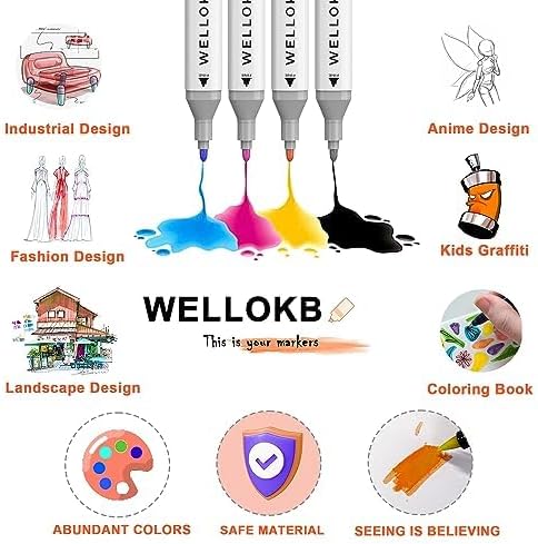 Alcohol Markers, 60 Dual Tip Permanent Art Markers for Coloring, Illustrations, and Sketching, Includes Case for Easy Storage, Alcohol, Based Ink Ideal for Book Painting and Card Making