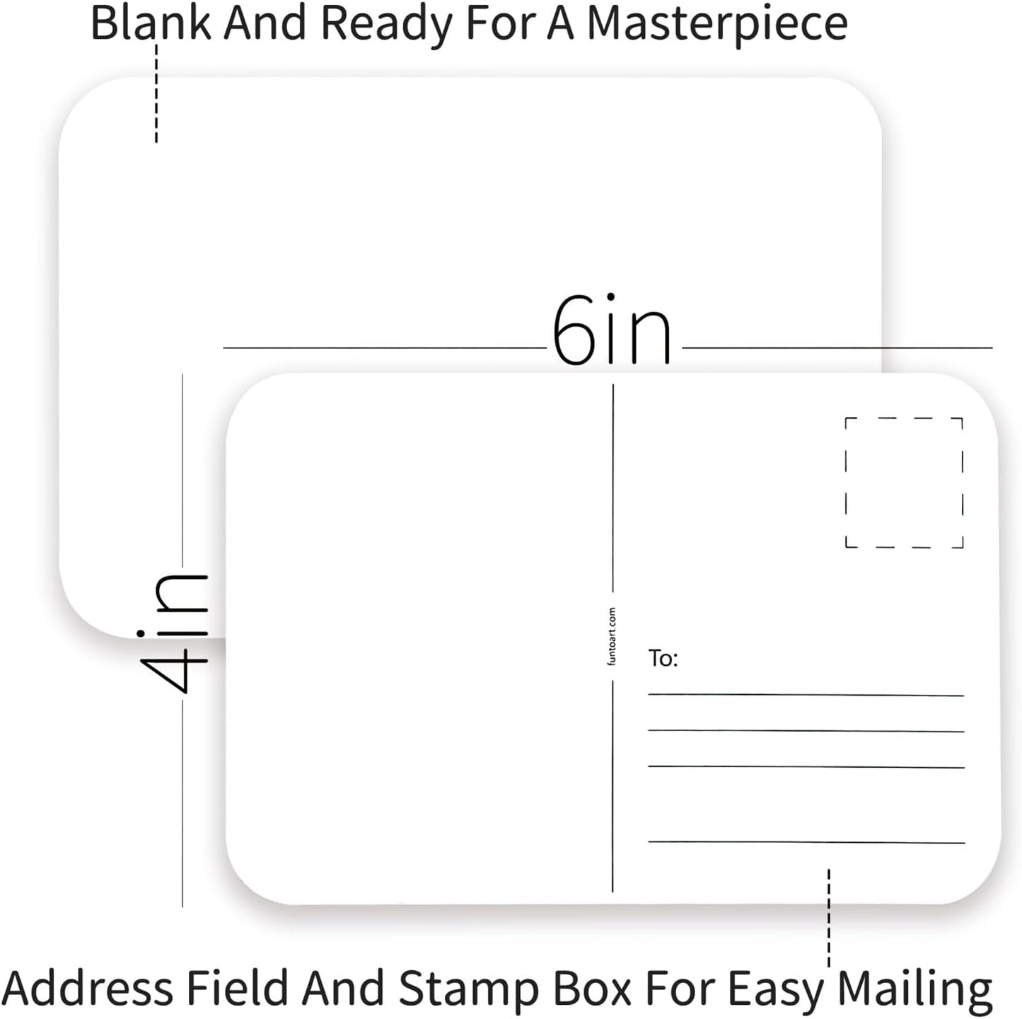 Funto Blank Watercolor Paper Postcards, 50 Cards, 4x6, 140lb/300gsm, Acid-Free Heavyweight Art Paper for Thank You Notes & Greeting Cards