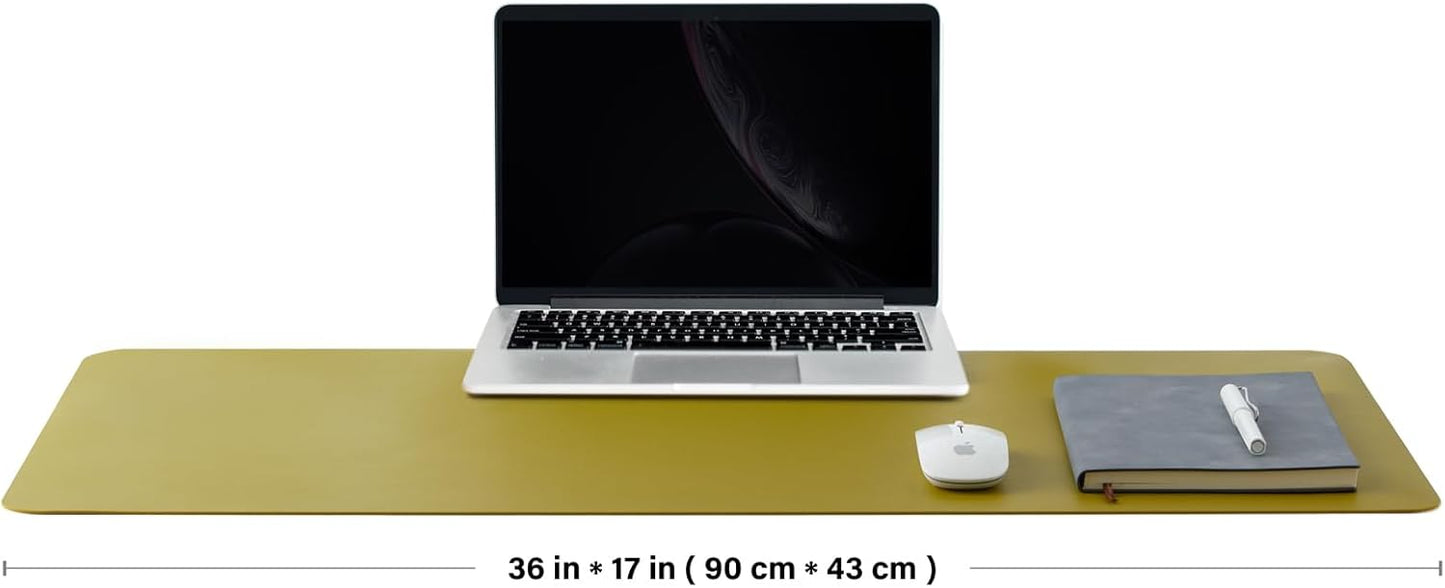 Leather Desk Mat - Non-Slip PU Pad for Home and Office - Ideal for Large Mouse Pad and Desk Mats (Olive Green, 36"x 17")