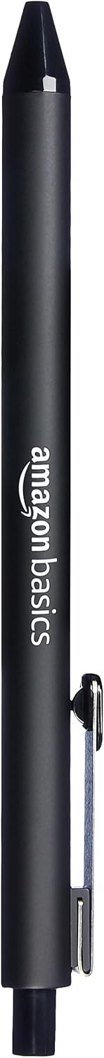 Amazon Basics Black Ballpoint Pens for Smooth Writing, Retractable, 12-Pack