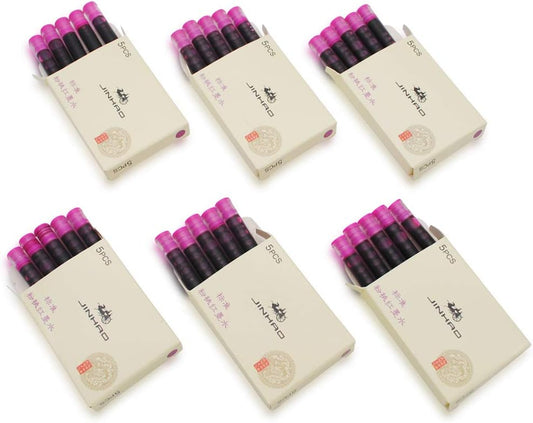 30pcs JINHAO Ink Cartridges Fountain Pen Refills for JINHAO and Baoer Pen Standard Size (Pink)