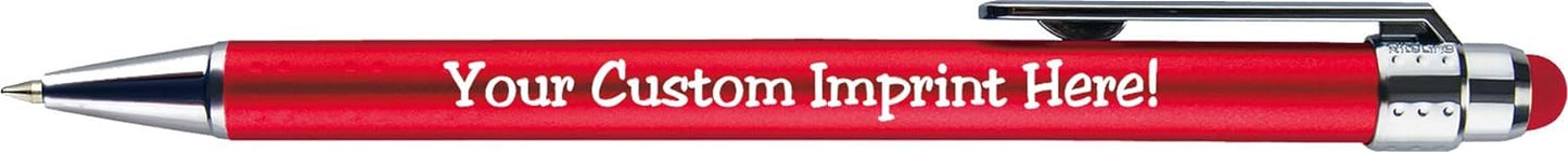 Personalized Pens with Stylus Tip -Bright Vibes- Click action - Custom - Black writing - Printed Name pens - Imprinted with Your Logo or Message - FREE PERSONALIZATION - 12 Pens/Box (Assorted)