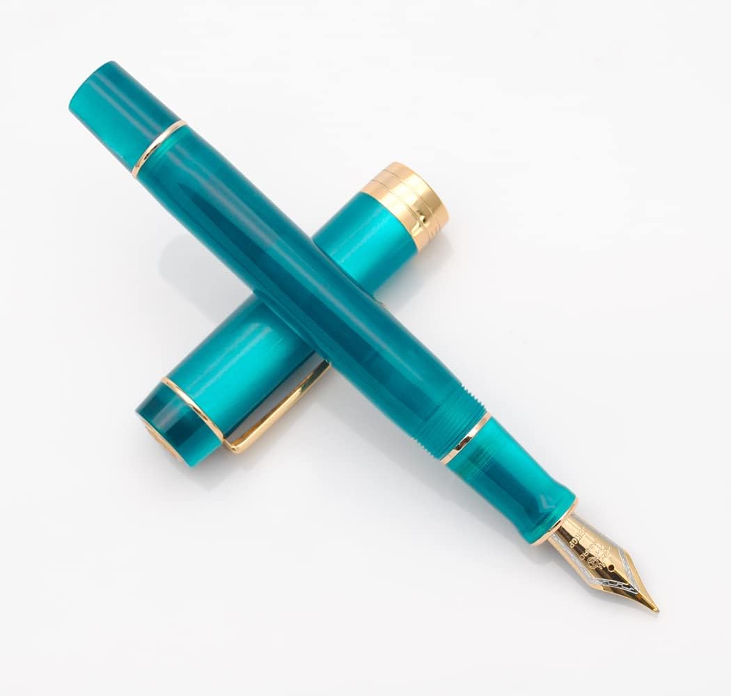 JINHAO 100 Fountain Pen with Ink Converter (Medium Nib 0.7mm, Peacock Blue)
