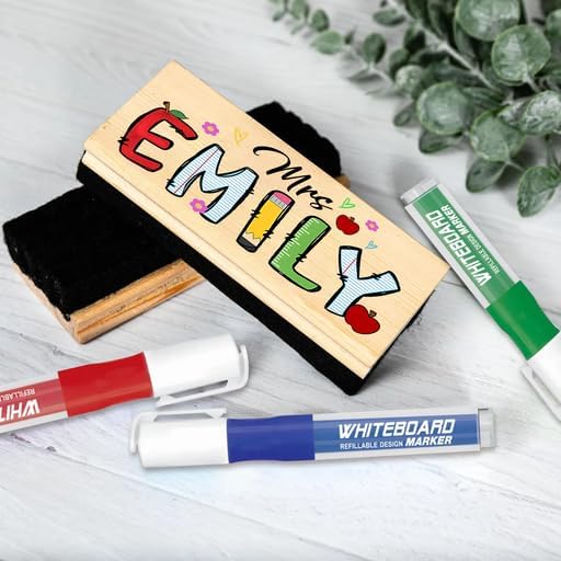 Personalized Name Chalkboard Eraser for Teachers – Dry Erase Board Cleaner –Back to School Supplies and First Day of School Gift- Custom Name