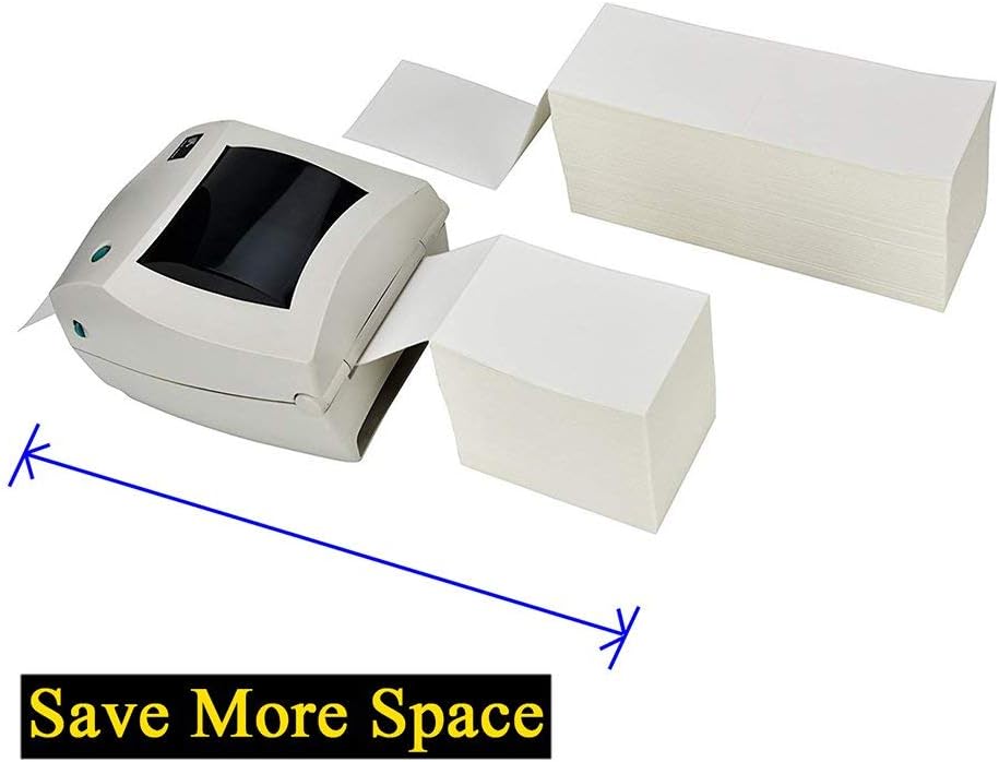 Fanfold 4 x 6 Direct Thermal Shipping Labels with Perforations, 2000 Labels, 1000 Labels/Stack, Permanent Adhesive, White Mailing Labels for Zebra Thermal Printer 2 Stacks