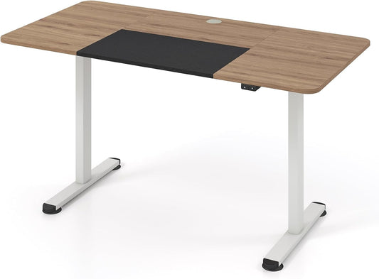 GOFLAME Height Adjustable Electric Standing Desk, 55 x 28 Inch Sit Stand Up Electric Desk with Headphone Hook, Ergonomic Standing Workstation, Electric Standing Desk with Metal Frame, Natural