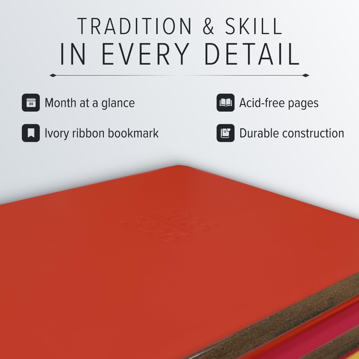 Gallery Leather Academic Planner 2025-2026, Teacher and Student Weekly Monthly Planner, Elegantly Bound Calendar with Gold-Gilded Page Edges, 18 Months - Acadia Lime - 9x7"