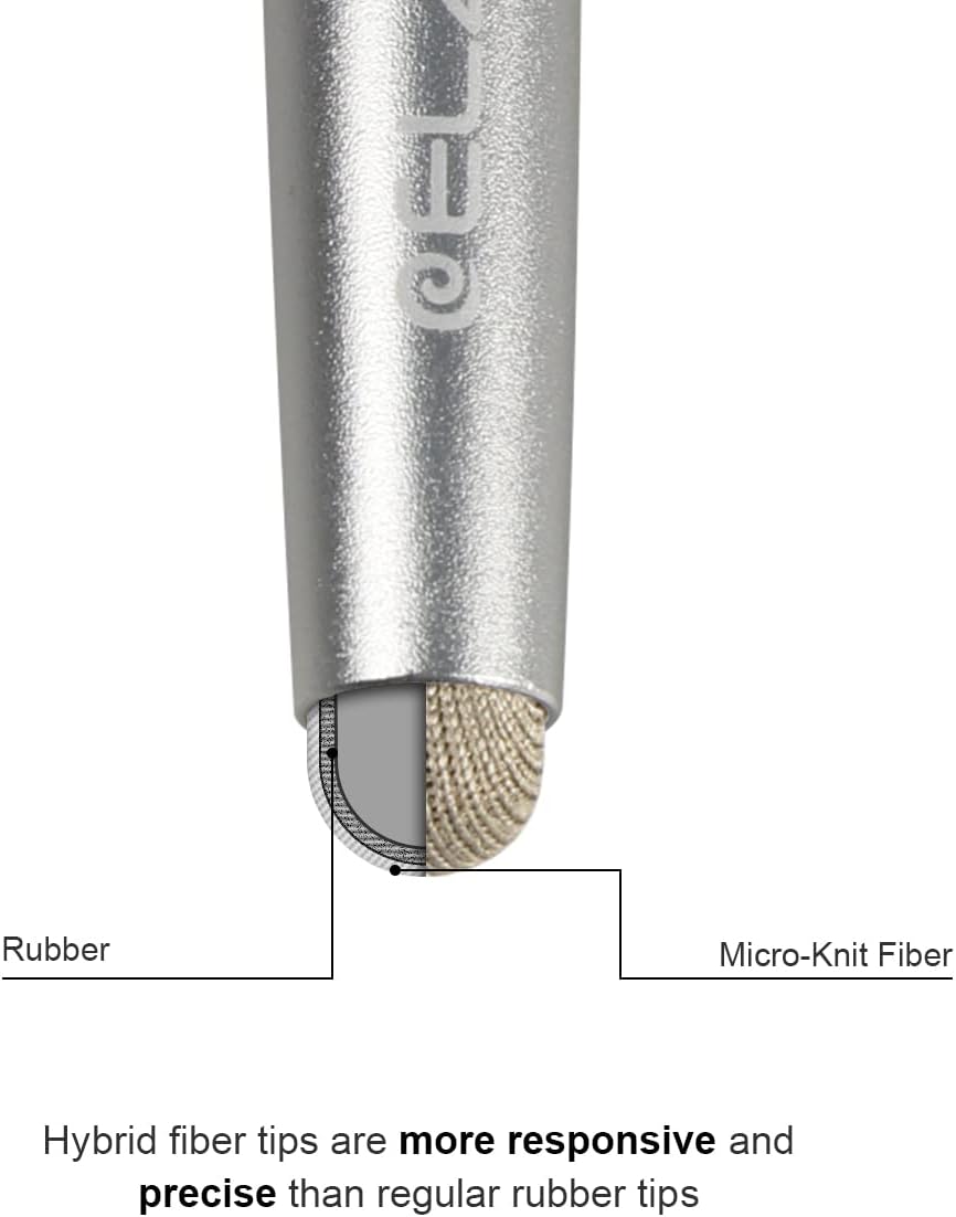 Elzo Stylus Pen Combo Universal Capacitive Touch Screen 2 Packs with 4 Replacement Fiber Fine Tips for Tablet iPad, iPhone, Samsung, Microsoft Surface Pro, HTC, Sony and More Android Phones