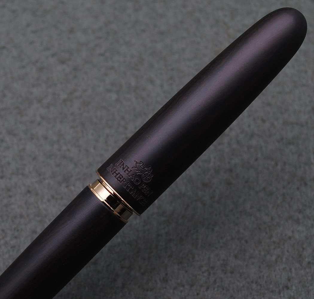 JINHAO 9036 Natural Wood Fountain Pen Handmade Ink Pen (Fine Nib 0.5mm, Ebony Wood)