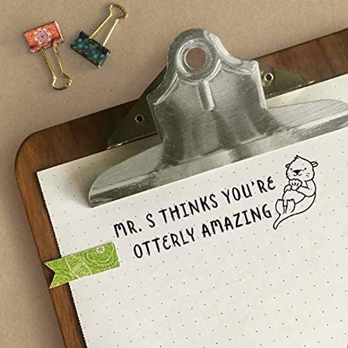 Custom Self-Inking Teacher Stamps | 49 Designs | Fun Teacher Phrases | Grading Made Easy | Classroom, Teacher and Library Book Stamps (Otterly Amazing, Large)