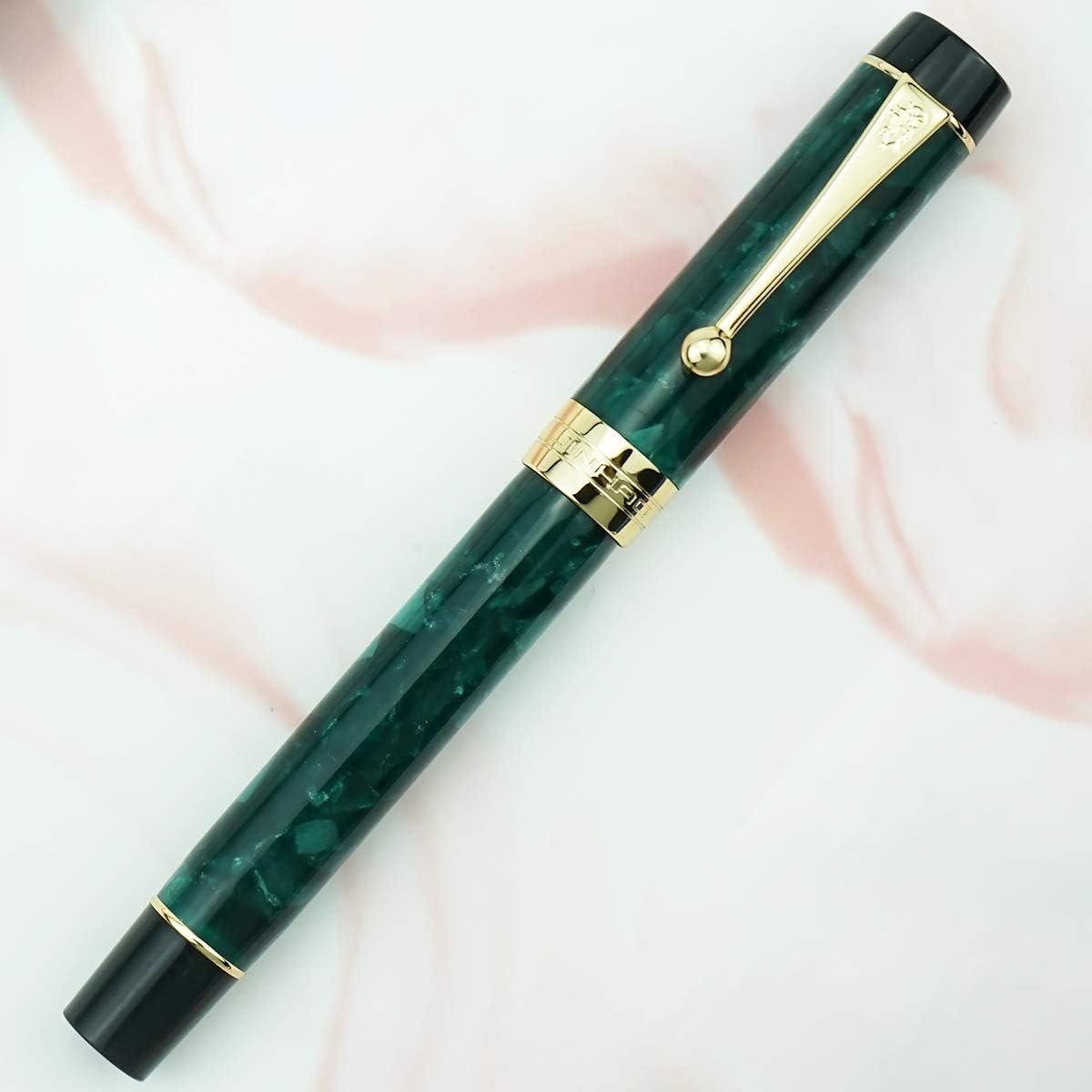Jinhao 100 Fountain Pen Celluloid Classic Style, #6 Nib Smooth Writing Instrument with Refillable Converter and Pen Case Set