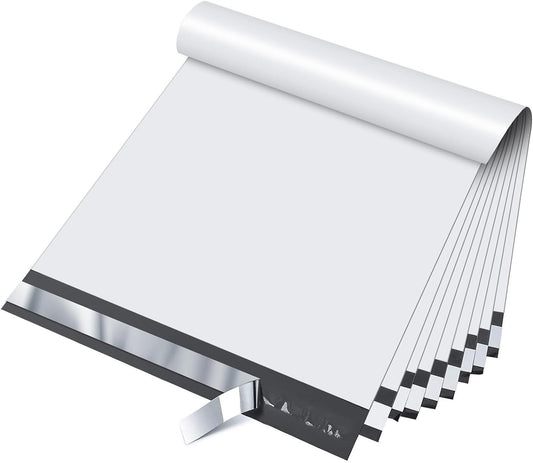 Fuxury 12x15.5 200pc White Poly Mailers, Shipping Bags for Clothing Self-Seal Shipping Envelopes, Mailing Envelopes, Mailers Poly Bags for Small Business, Boutique