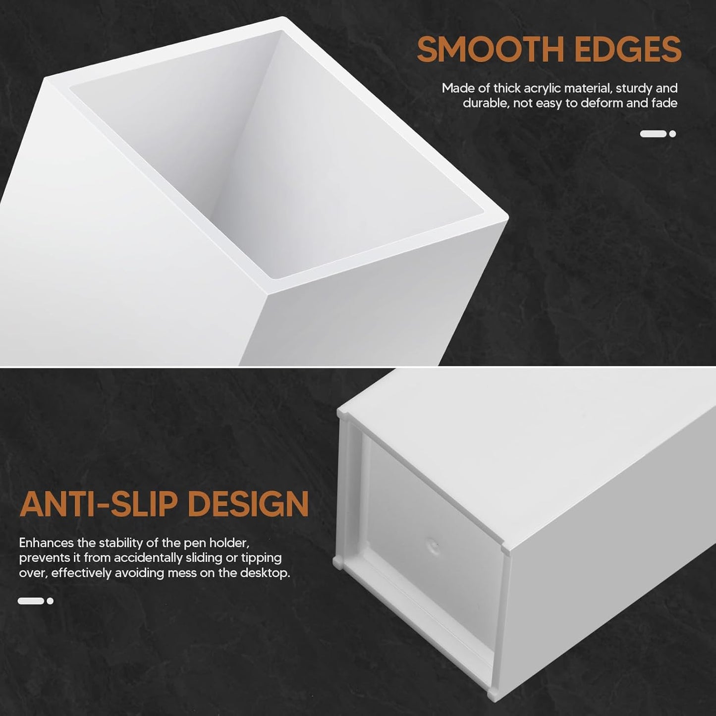 10Pack White Acrylic Pen Holder, Desktop Pencil Organizer Makeup Brush Holder Acrylic Pencil Cup Stationery Pencil Holder for Desk Office Pen Organizer