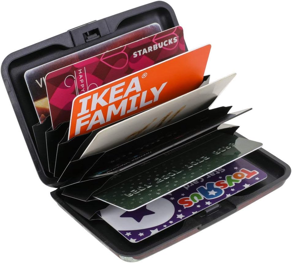 ELFISH Mini RFID Aluminum Wallet Credit Cards Holder Business Card Case Metal ID Case for Men Women (Flag)