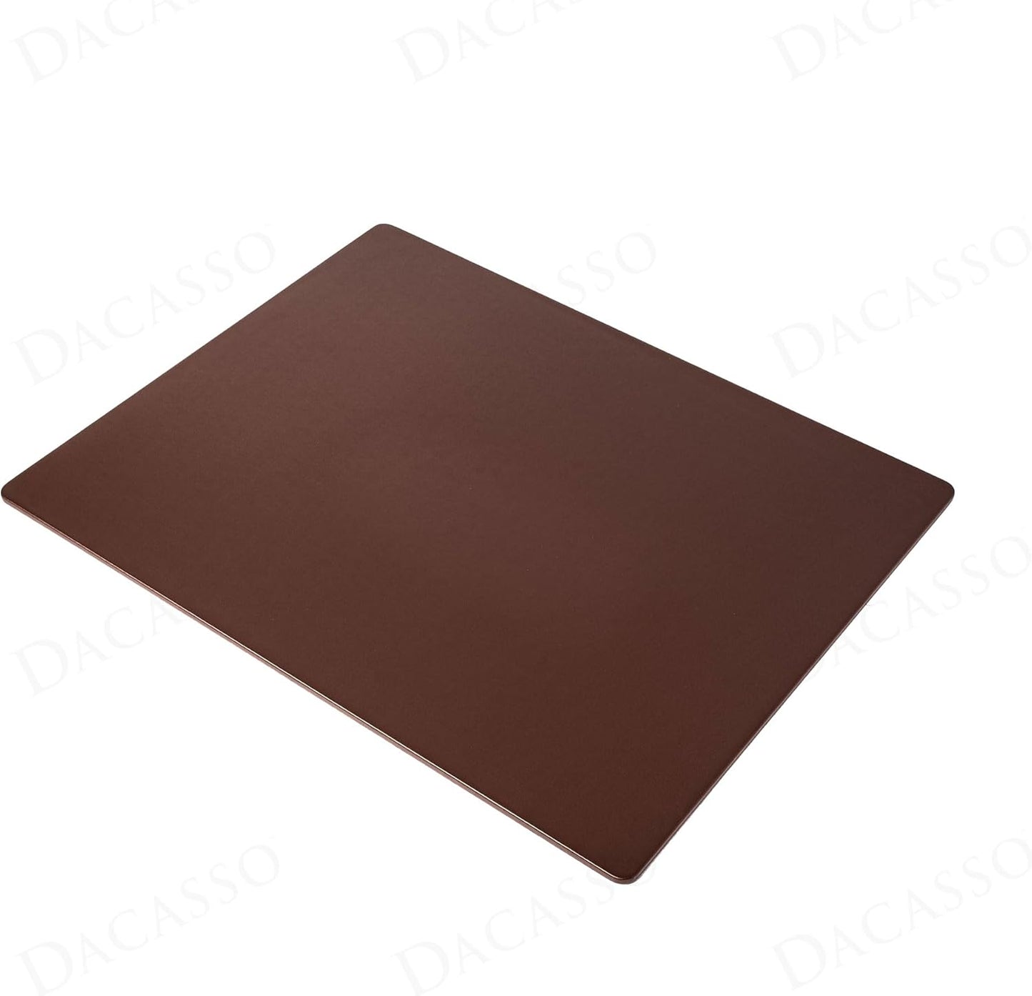 Dacasso 24" x 19" Chocolate Brown Leatherette Luxury Desk Mat Blotter w/Out Side Rails for Writing - Executive Desk Surface Protector